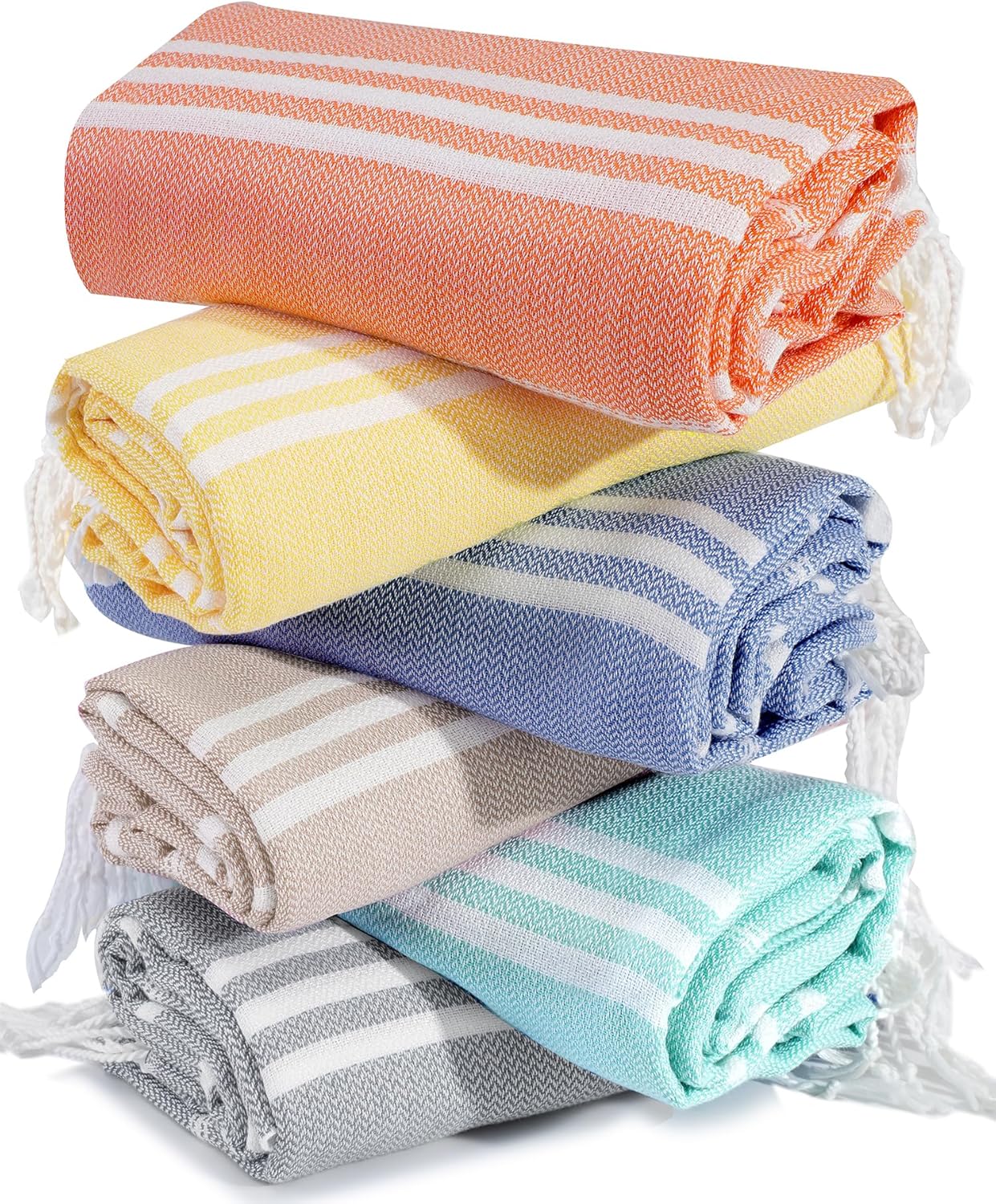 Skiennix Oversized Turkish Beach Towels - Quick Dry, Sand-Free, Extra Large Set of 6 | Perfect for Travel & Camping