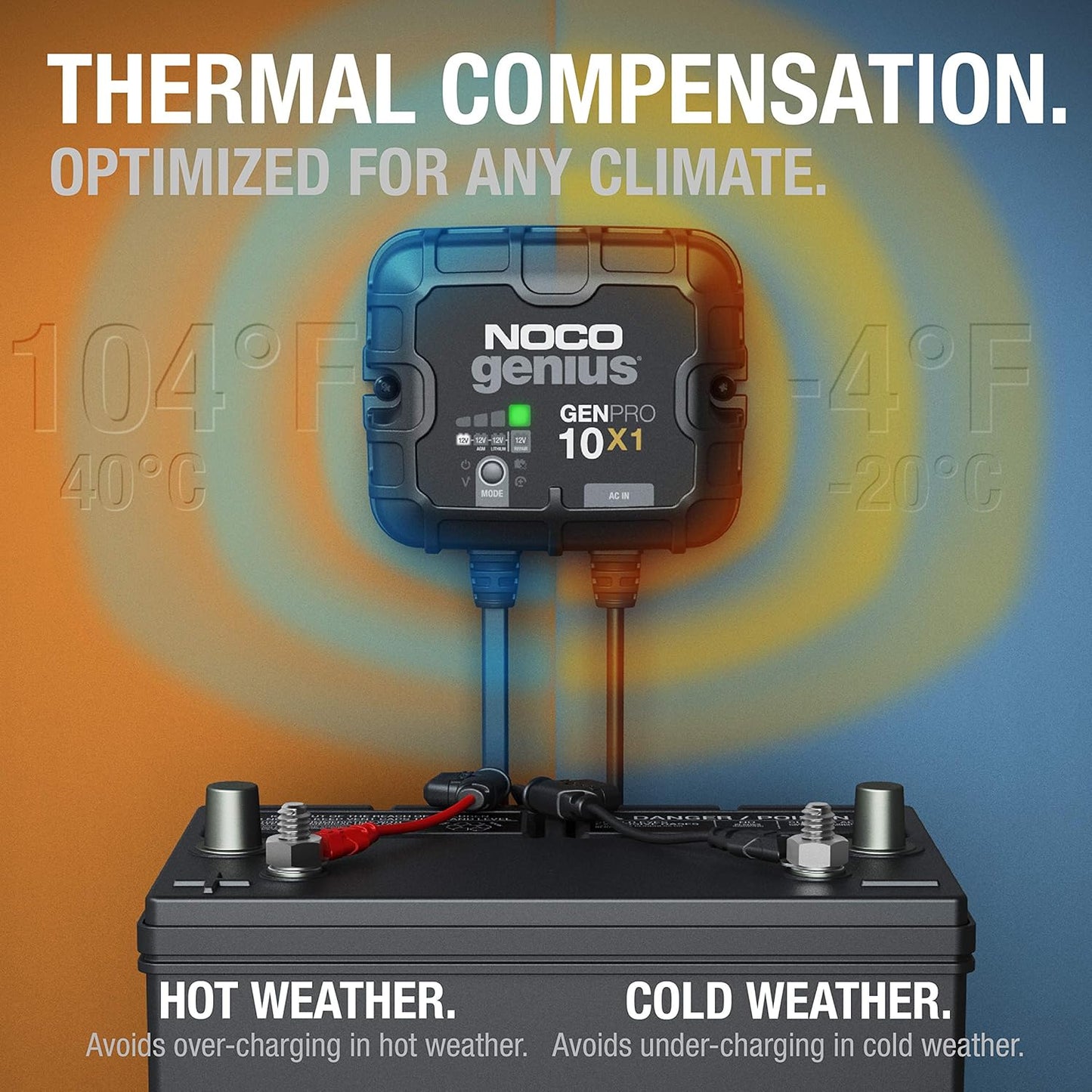 NOCO Genius GENPRO10X1 Onboard Battery Charger - 10A Waterproof 12V Marine Charger with Overcharge Protection & Temperature Compensation