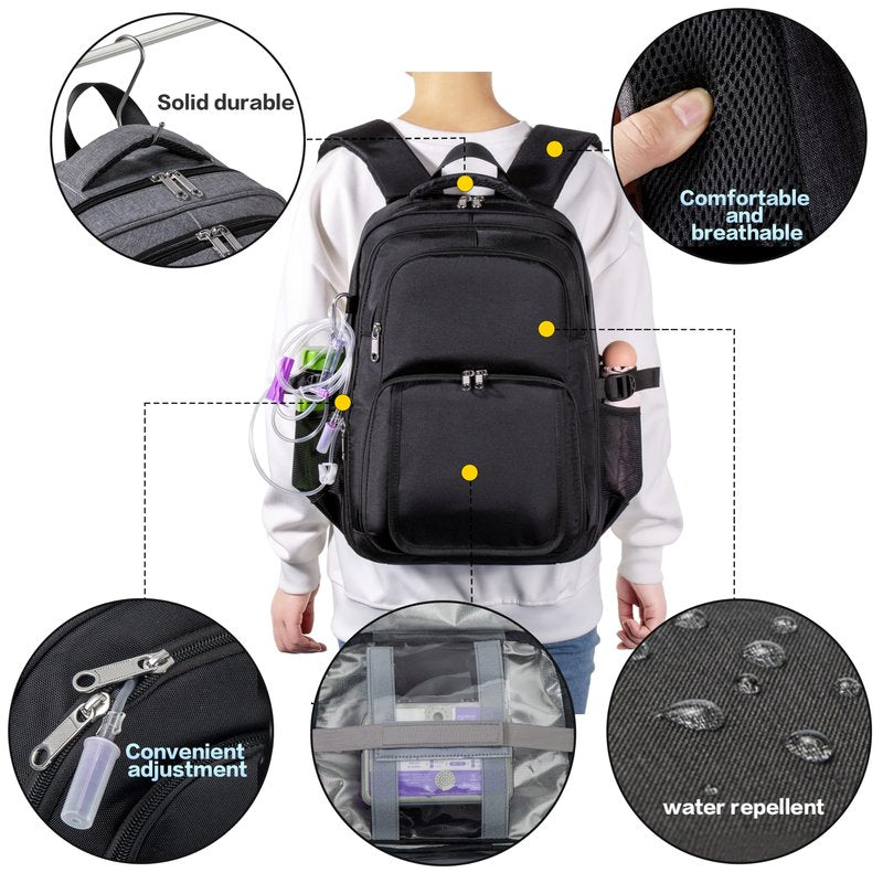 Feeding Tube Backpack for G J GJ Tube G tube Accessories Supplies Backpack for Enteral Feeding Pump Bags Fits 500ml to 1200ml for Adults (Black)