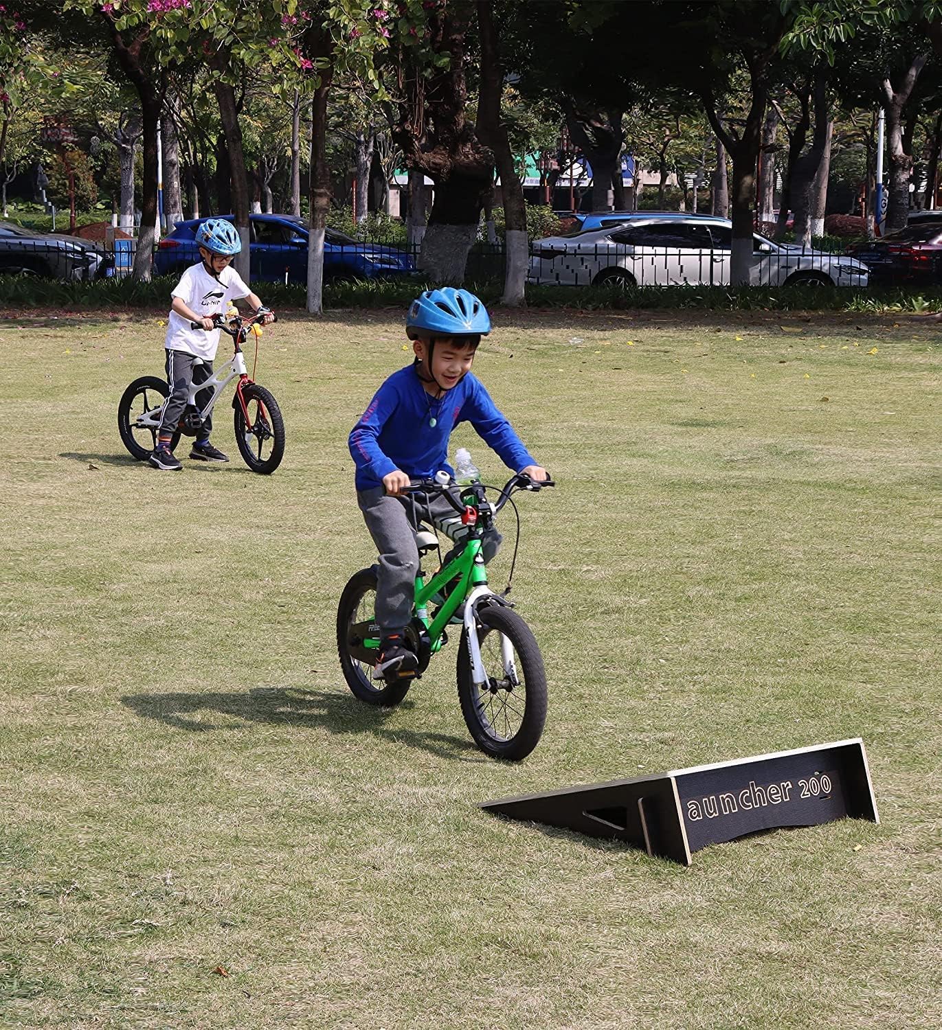Andjoor Kids Jumping Ramp for Skateboard, Bike, Scooter, BMX, RC Car and Dirt Bike, 25.2 in, Red