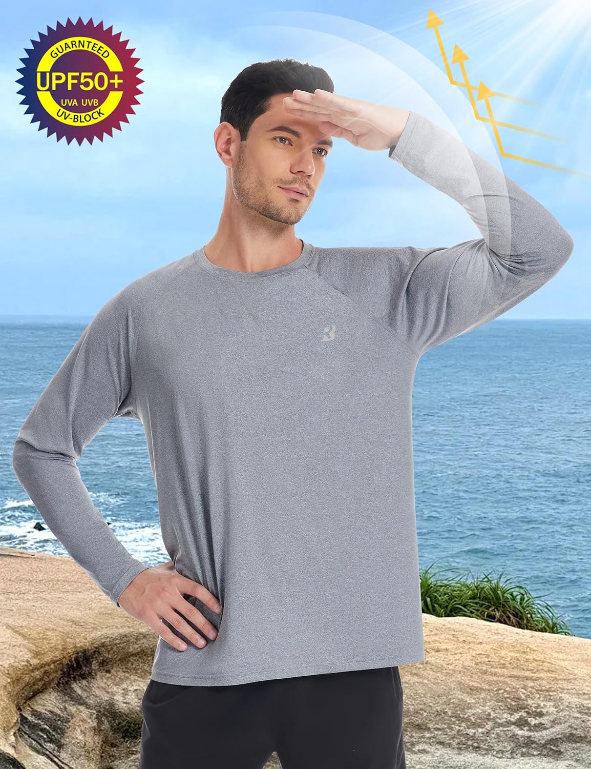 Roadbox UPF 50+ Sun Shirt - UV Protection Long Sleeve Swim Shirt for Fishing & Hiking
