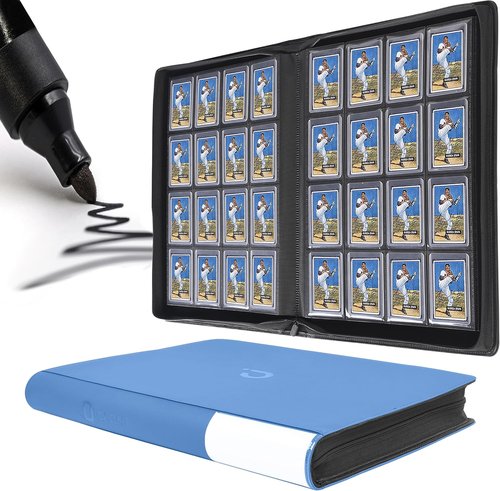 D DACCKIT Top Loader Binder - Holds 640 Cards | 16-Pocket Sky Blue Binder for Trading & Sports Cards