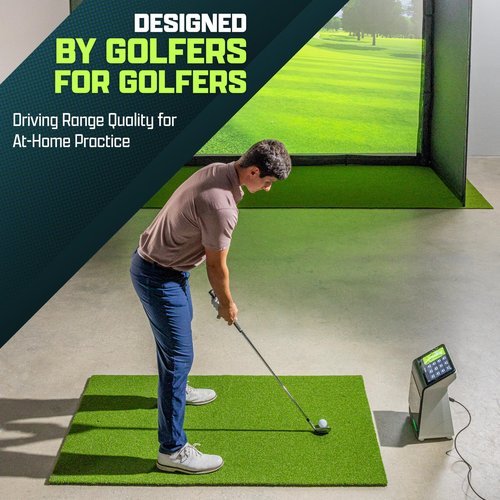 GoSports Golf Hitting Mat - PRO 5 x 3 ft - 5 mm Artificial Turf Training Mat for Indoor/Outdoor Swing Practice, Includes 3 Rubber Tees