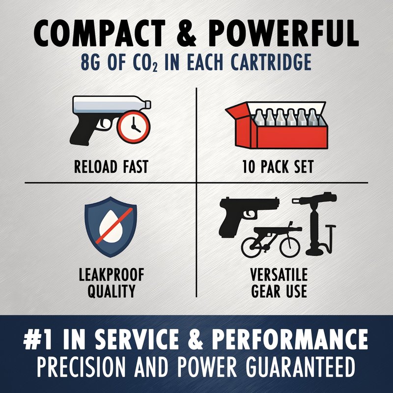 8 Gram CO2 Unthreaded Cartridges 10 Pack Compact High Grade Non Threaded Cylinder Cartridge for Pepperball Pepper Guns Pellet Airgun Pistols