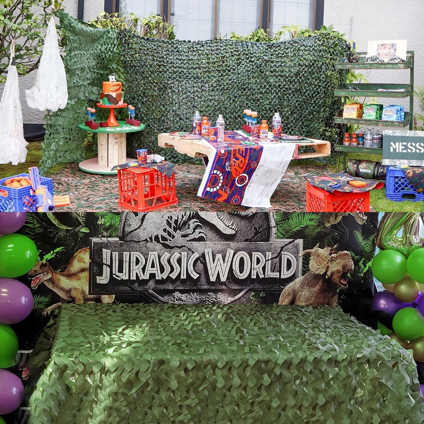 Yeacool Camo Netting Camouflage Netting Bulk Roll Burlap Camo Tarp Sunshade Net for Hunting Blind Military Dinosaur Birthday Jungle Theme Party Decoration (Dark Green, 16.4ftx4.9ft, 5m*1.5m)