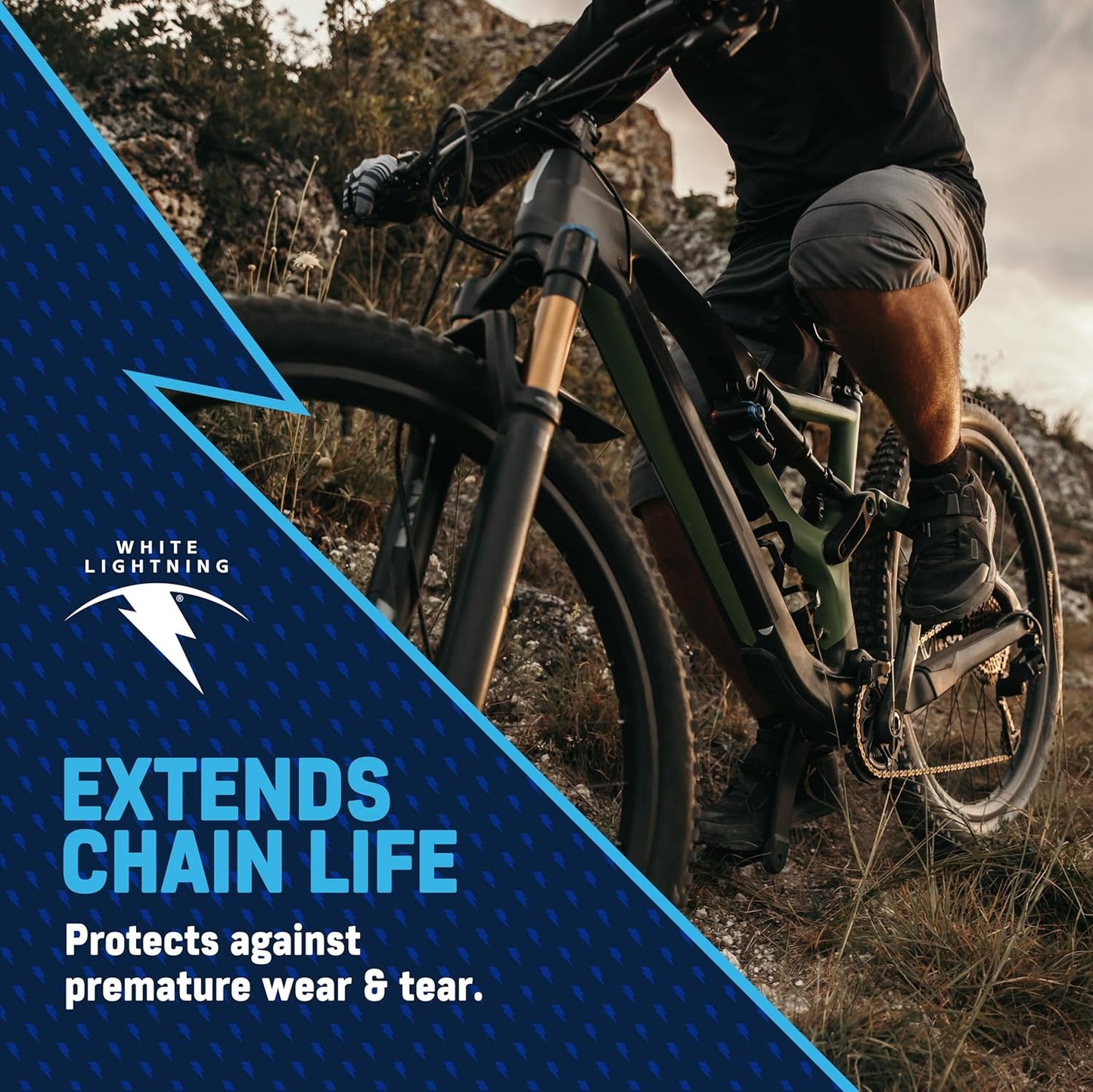 White Lightning Clean Ride Bicycle Chain Lubricant - 100% Oil-Free Self-Cleaning Formula, 4 oz