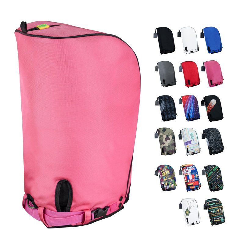SANDIAN, Pink Color, Golf Bag Rain Hood Cover, Waterproof 1260D Oxford Polyester, 12x20 Inches, Padded Protection, PU Coated, Two Sided Zipper, Adjustable Buckle Lock Fasteners, Snap Button Locking