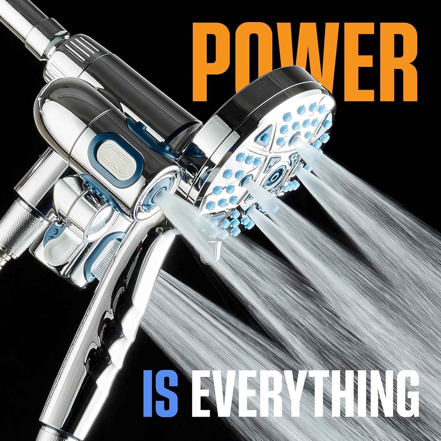 Polaris High Pressure Shower Head & Handheld Combo - 208 Settings, Magnetic Dock, Chrome Finish