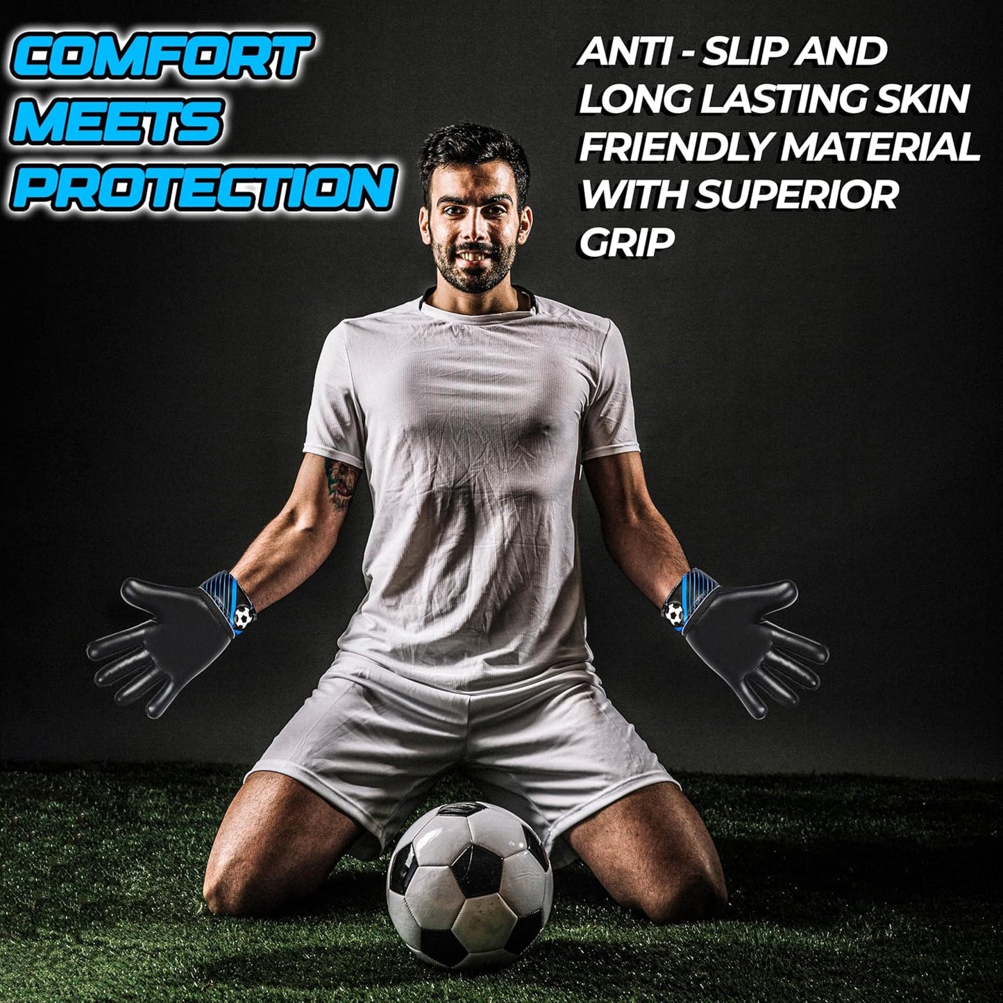 Skiennix Soccer Goalie Gloves - Youth Goalkeeper Gloves with 4MM Latex Palm & Anti-Slip Design | Double Wrist Protection