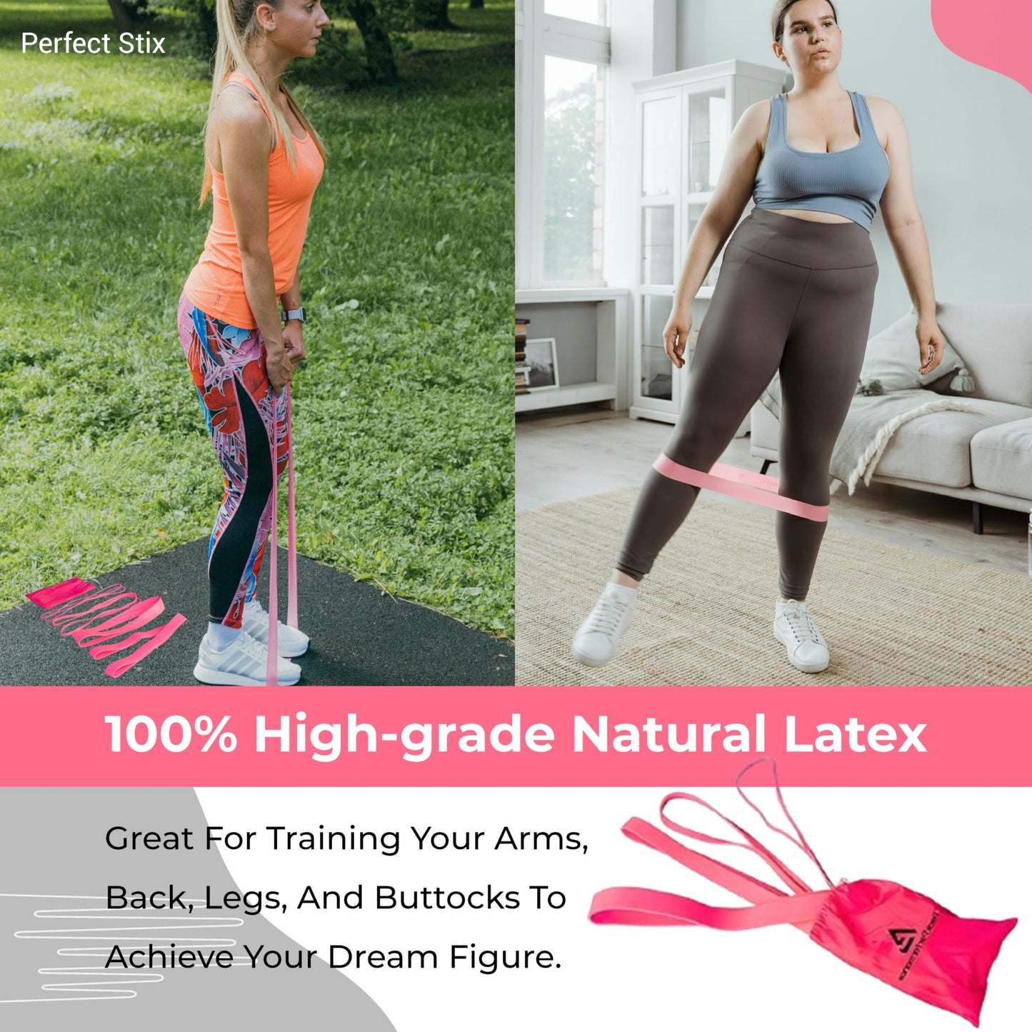 [4 Sizes] Perfect Stix Pull Up Resistance Bands for Women - Pull Up Assistance Exercise Bands. Resistance Bands for Working Out, Stretching, Powerlifting and Fitness