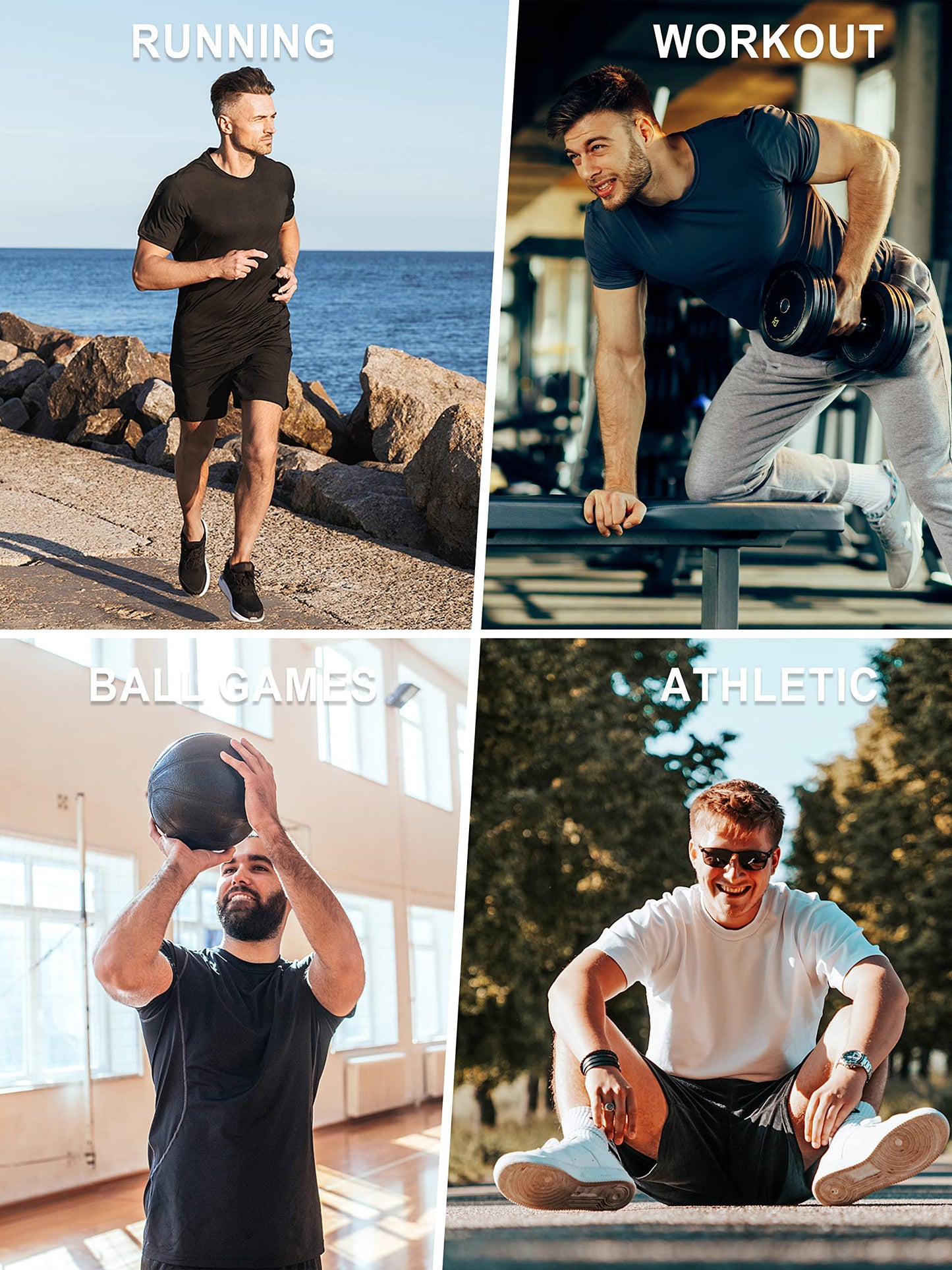 Dry Fit Tshirts Shirts for Men 5 Pack Moisture Wicking Quick Dry Mesh Performance Tees Gym Tech T Polyester Sublimation Active Athletic Crew Short Sleeve Workout Running Tops (Multipack 1, XL)