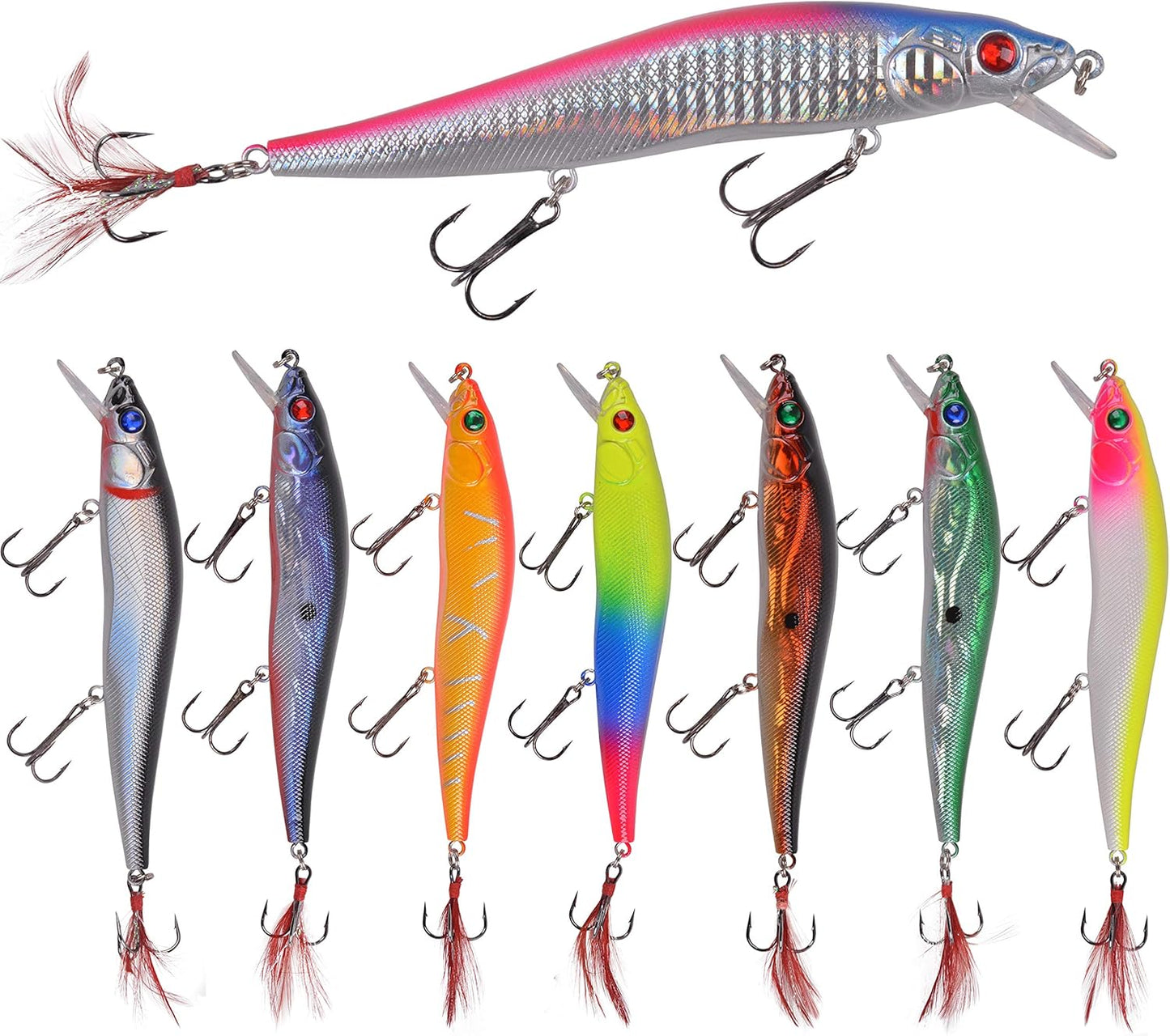 Skiennix Fishing Lures Kit - Crankbait Minnow Set for Bass & Trout | Deep Diving Jerkbait & Swimbait