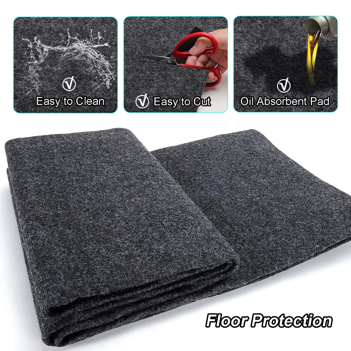 Roykaw Garage Floor Mat and Mechanic Pad, Motorcycle Parking Mat,Protect Floor from Spills, Drips, Splashes and Stains, Oil Absorbent/Cut to Size/Waterproof/Non Slip Design - 39.3" x 72.8"