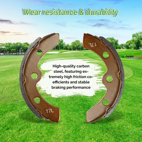 10L0L Golf Cart Brake Shoes Kit for EZGO XI-Serial 1983-1986, for Club Car DS & Carryall (Manual Adjust) 1981-1994, for Yamaha G1 1978-1980, Replace OEM 101146302 101880701