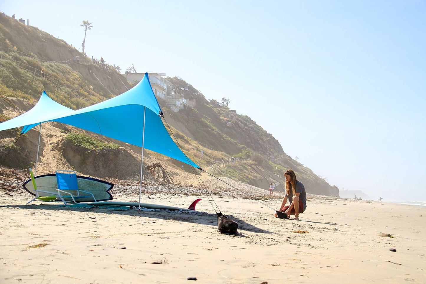 Neso Grande Portable Beach Tent | Lightweight Sun Shelter with UPF 50+ Protection | Easy Setup for Family Fun - 7ft Tall, 9 x 9ft