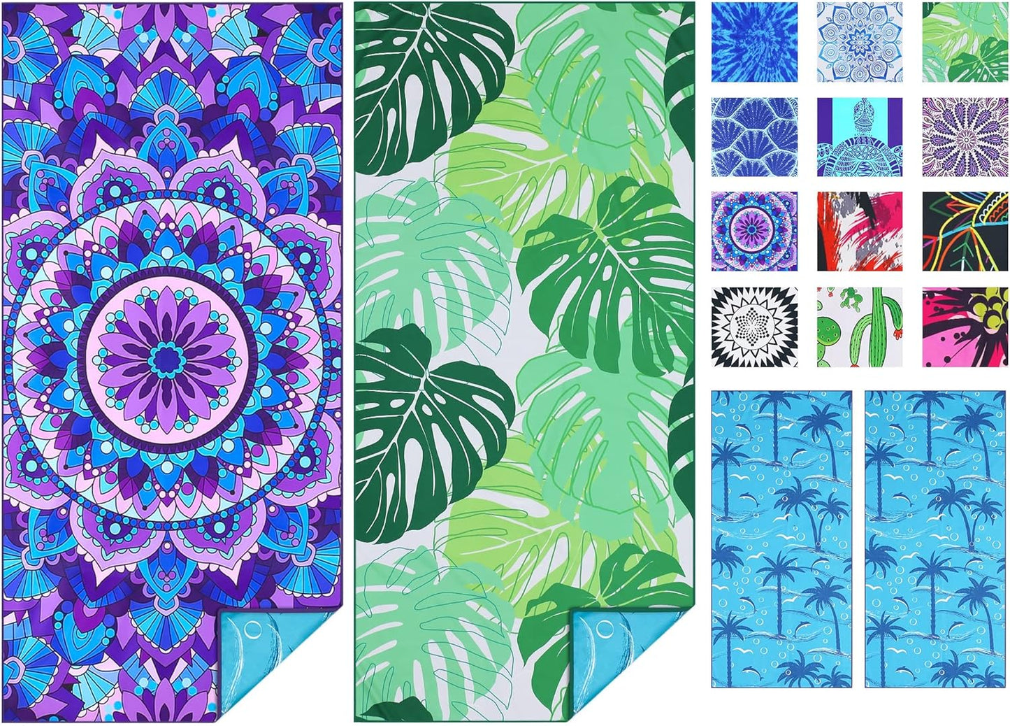 TwoYek Microfiber Beach Towels - Lightweight, Quick-Dry, Oversized 71x32 | Sand-Free Travel & Sports Essential