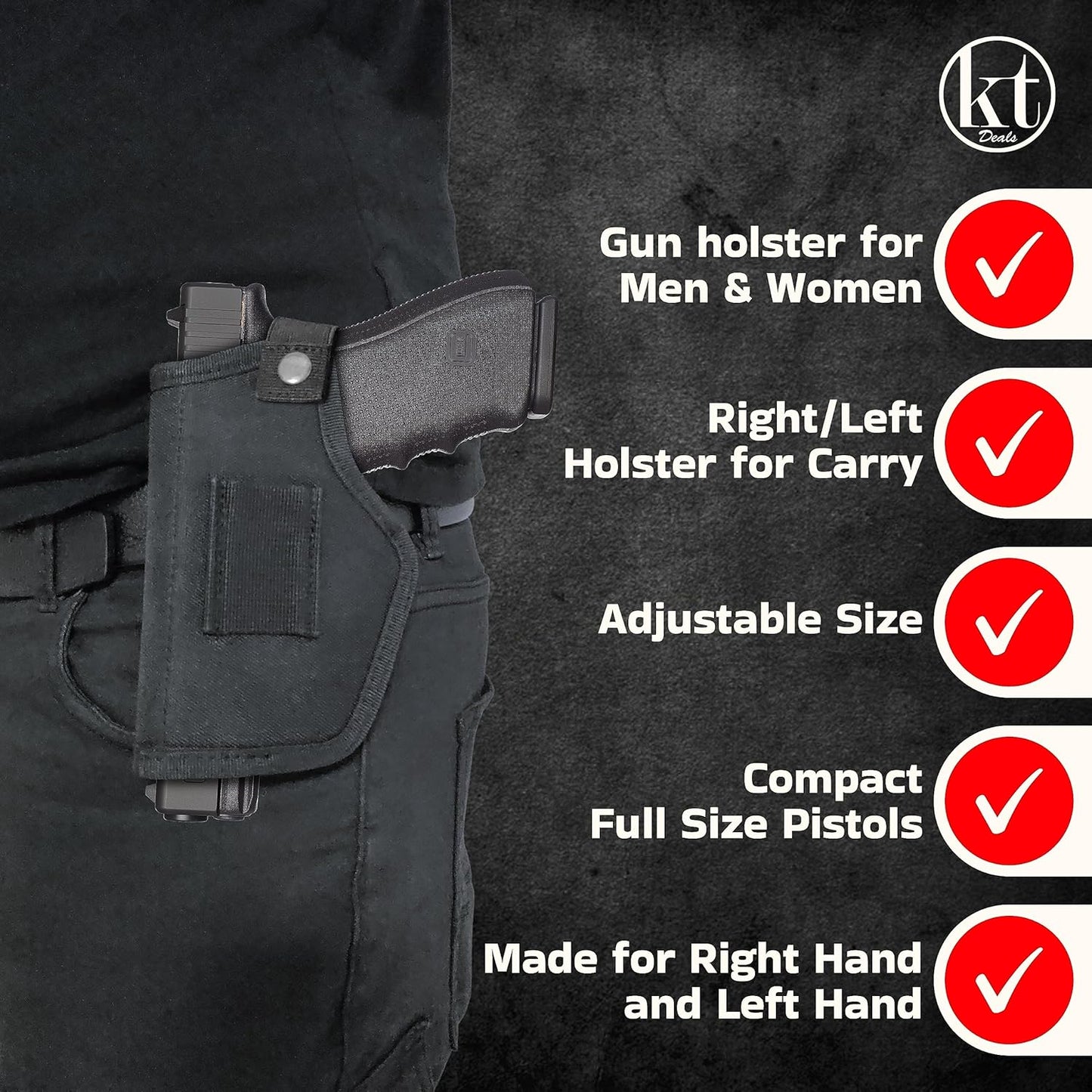 Skiennix Universal Gun Holster - IWB/OWB Waist Belt Pistol Holster for Glock 380 & 9mm | Right/Left Hand Draw