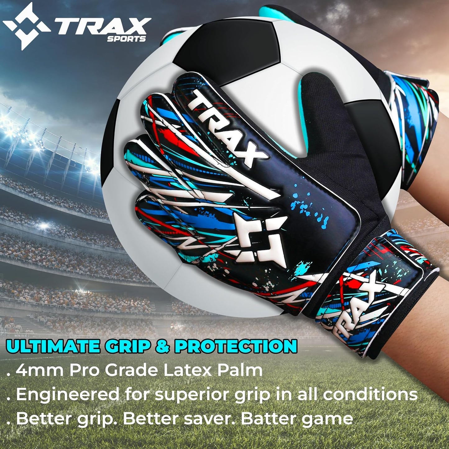 Skiennix Soccer Goalie Gloves - Youth & Adult Football Goalkeeper Gloves with 4mm Latex Grip & Wrist Protection