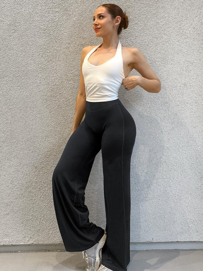 YEOREO Workout Leggings Womens No Front Seam Straight Leggings 33" High Waist Buttery Eddiy Gym Yoga Pants Black M