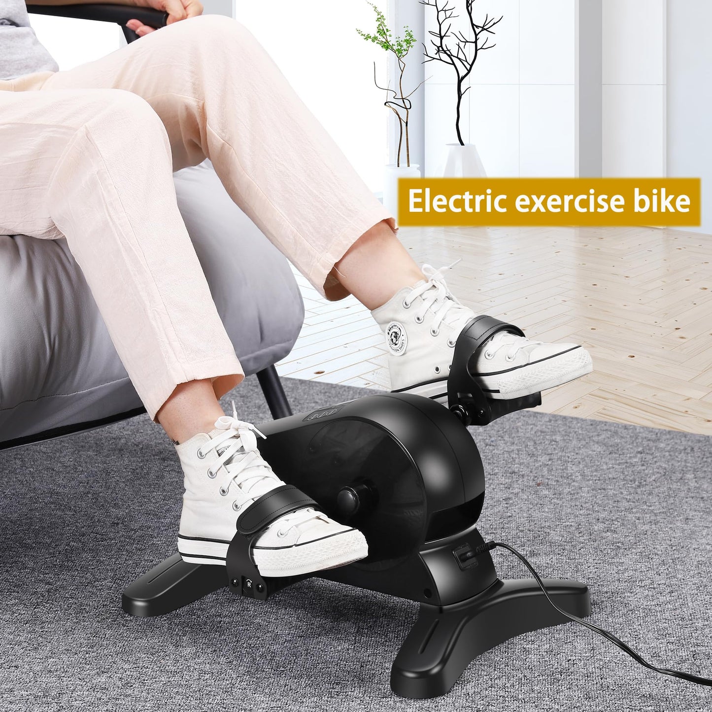 Under Desk Elliptical Machine, Ellipse Leg Exerciser as Seen on TV, Electric Pedal Exercicser,12 Speeds Low Impact Elliptical Leg Exercise Machine for Seniors