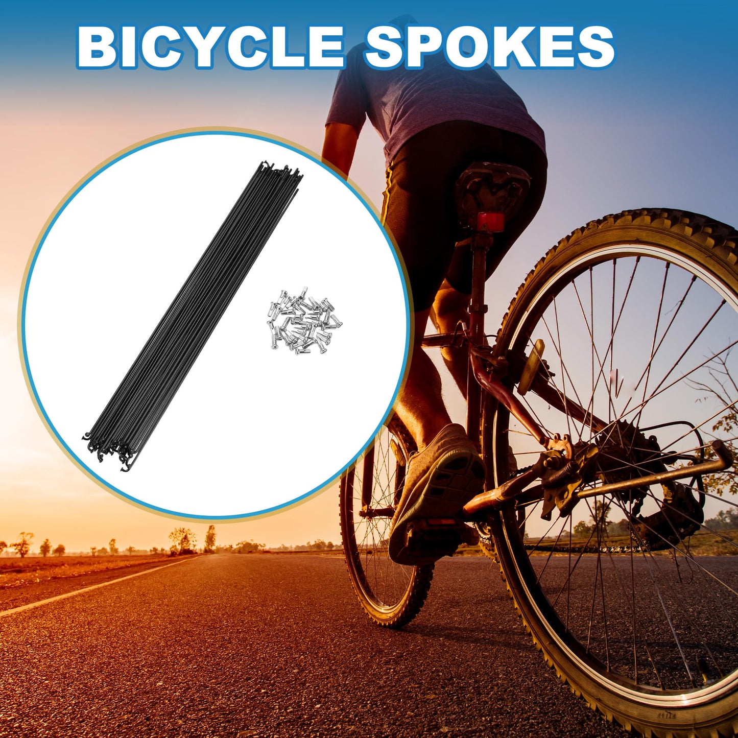 A ABSOPRO Bike Bicycle Spokes 14G 285MM Mountain Bike Spokes Steel Black 36Pcs