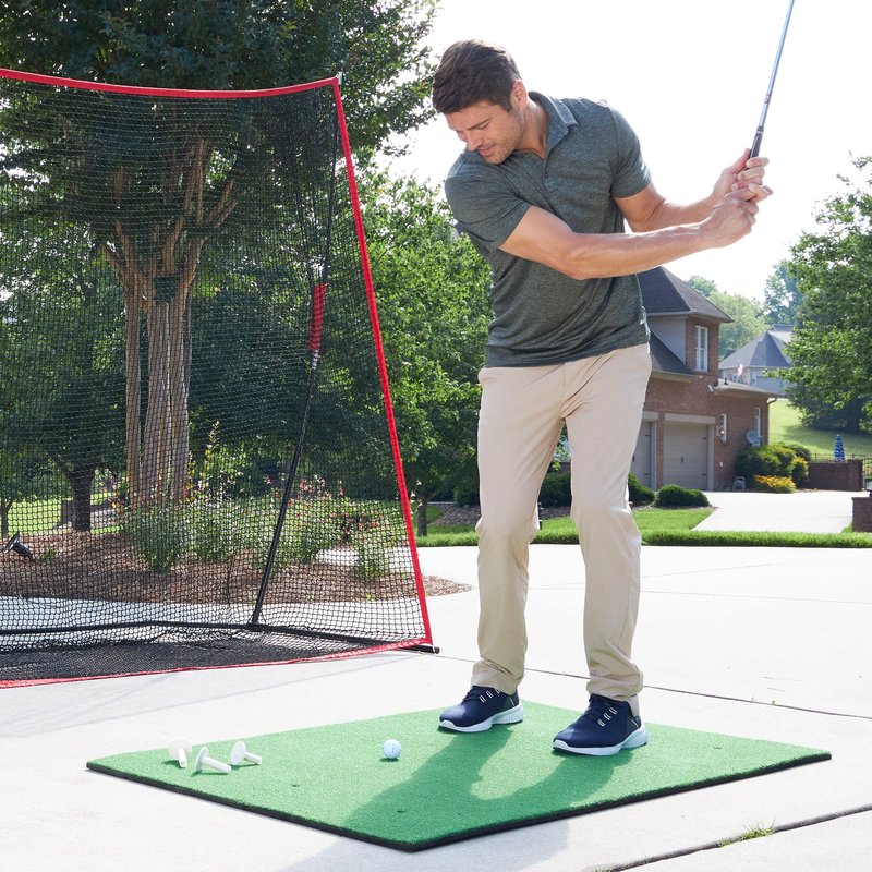 Golf Hitting Mat - 5x3-Foot Artificial Turf Training Mat with 3 Rubber Tees and 6 Teeing Positions - Outdoor or Indoor Golf Simulator by Wakeman