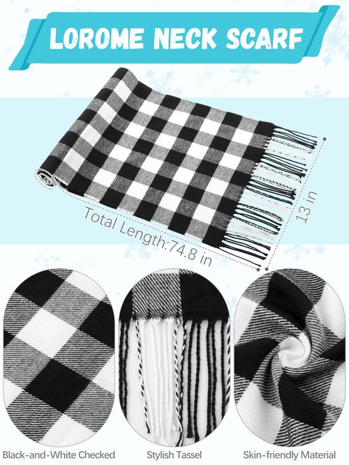 Winter Scarf Hat Earmuffs Gloves, Navy Blue Ear Warmer Knitted Beanie Touch Screen Gloves Check Warm Scarf for Women Winter