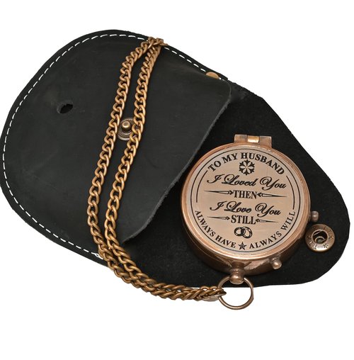 A S Handicrafts Brass Compass - Engraved - Gift for Son