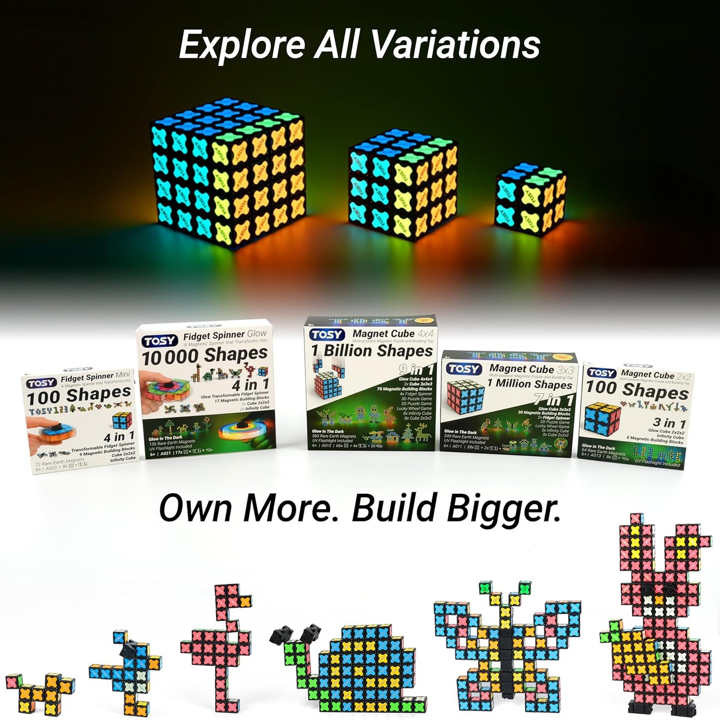 TOSY Magnet Cube 3x3 - 30 Blocks with 240 Magnets | Creative Building & Fidget Toy for Kids