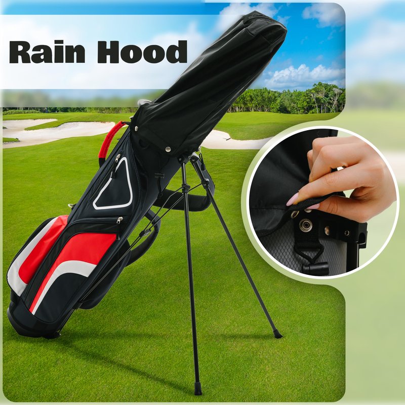 Ultra-Lite Golf Stand Bag - 3 Lbs, 4 Way Divider Portable Golf Club Carry Bag, Water-Repellent Golf Travel Case with Rain Hood, Golf Gifts for Men and Women (Navy Blue)