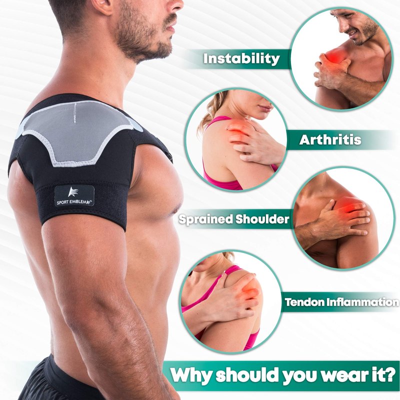 Rotator Cuff Shoulder Brace for Pain Relief & Support - Adjustable Arm Sling Immobilizer for Torn Rotator Cuff, Shoulder Injury, Post-Surgery Recovery - Compression Support Sleeve for Men & Women (S-M)