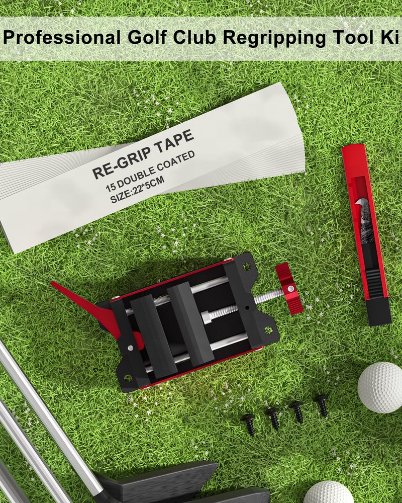 VASTHOME Golf Club Vise Clamp for Regripping Station, Quick Change Grip Installation Kit with Hook Knife & 15 pcs Grip Tapes (2'' x 8.7'' / 5x22cm)