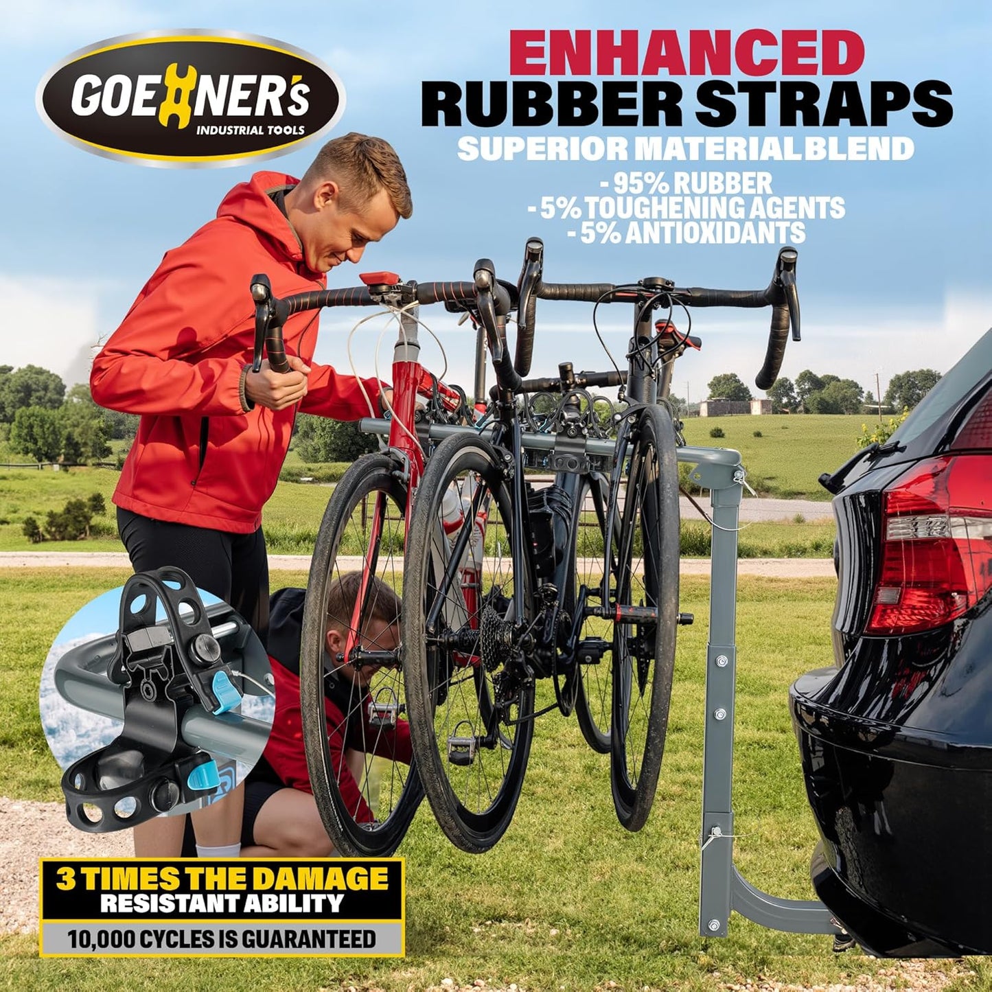 Upgrade 2.0 Hitch Bike Rack - Heavy-Duty Dual Locking, 240LBS Capacity | Secure Hanging Bike Carrier for Car, SUV, Truck & RV with 2” Receiver