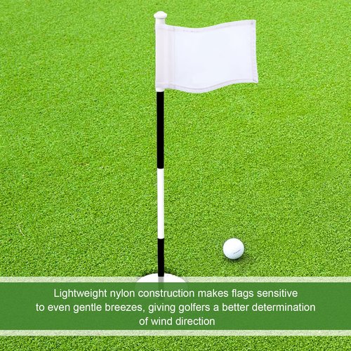 Oudain 6 Pcs Golf Target Flag with Tube Inserted Waterproof Putting Golf Flags 420D Nylon Mini Pin for Yard Indoor Outdoor Backyard Garden Portable, 8 x 6 Inch(White)