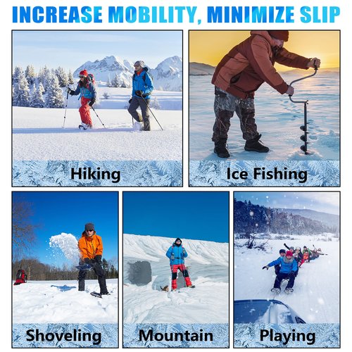 Ice Cleats Snow Traction Cleats for Shoes and Boots Anti Slip Ice Grippers Crampons for Hiking Boots Women Men Rubber Overshoe Slip-on Stretch Footwear, L
