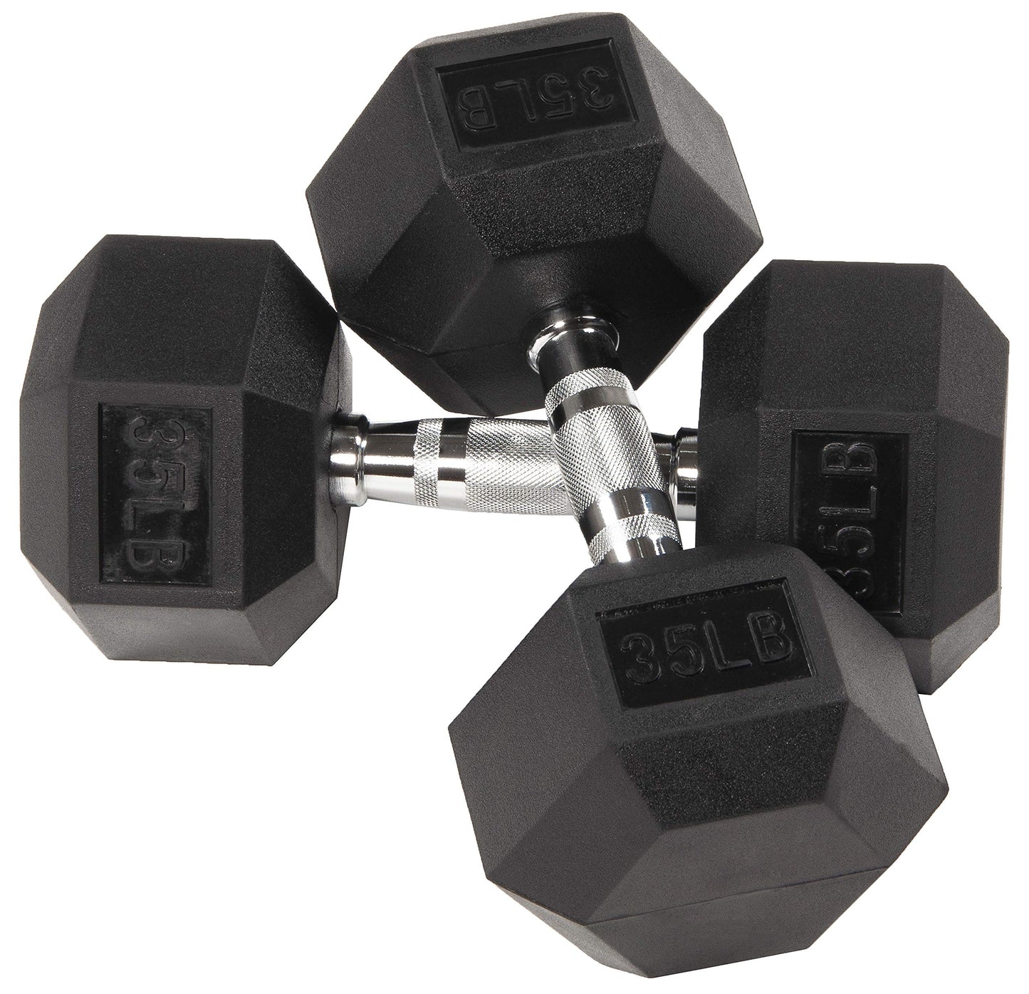 Fitvids 2nd Generation Rubber Coated Dumbbell Weight Chrome Grip Hand Weight, 35lbs, Pair