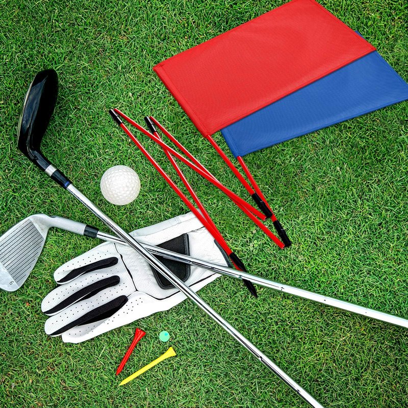 Motionchic 6 Set Golf Flag stick for Putting Green Golf Nylon Flags Pin Flags 3 Section Portable Putting Green Flagpoles for Backyard Practice Indoor Outdoor