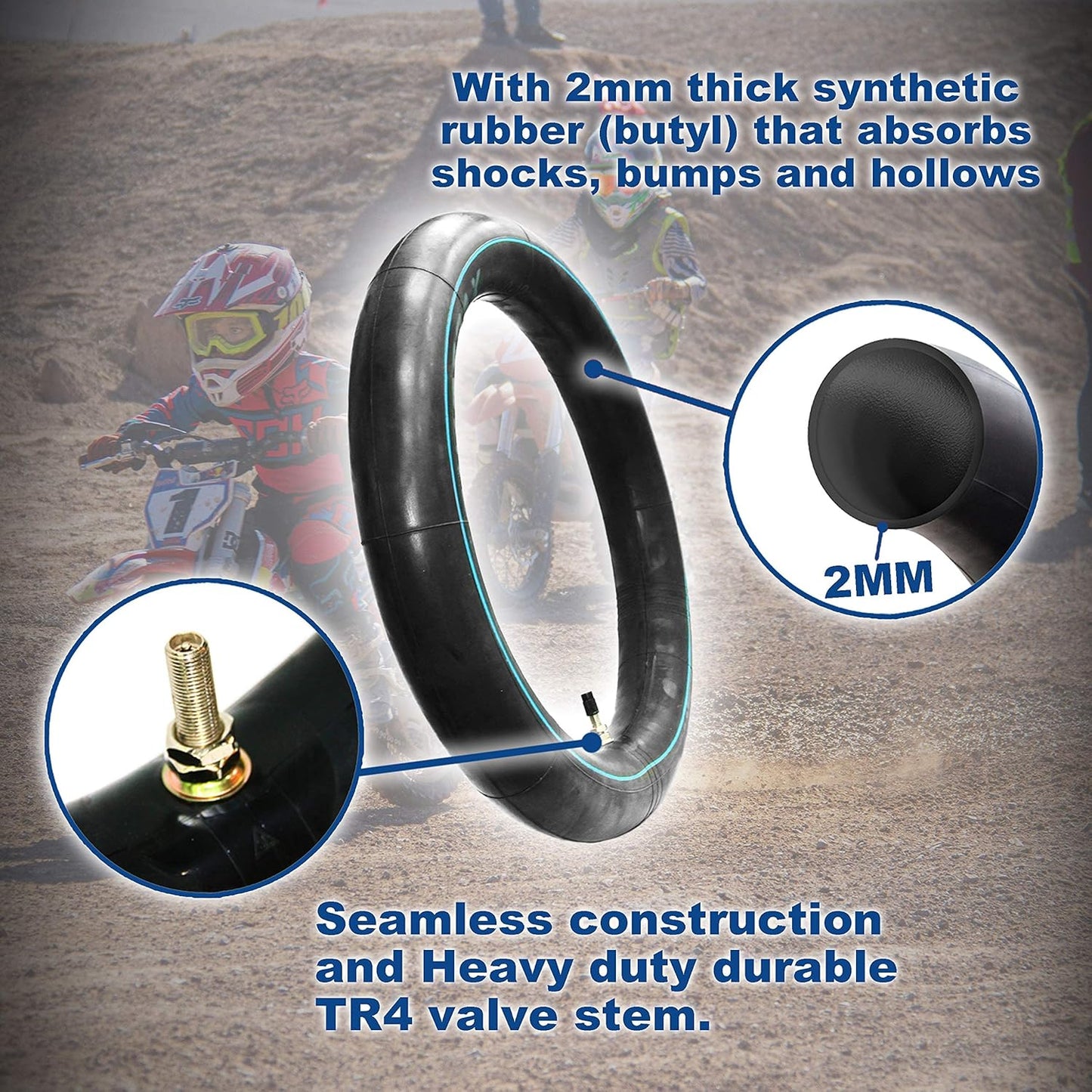 PIVOTRAX Heavy Duty Inner Tube 3.00-12 | 2mm Thickness with TR4 Valve for Honda, Suzuki, Kawasaki & Yamaha
