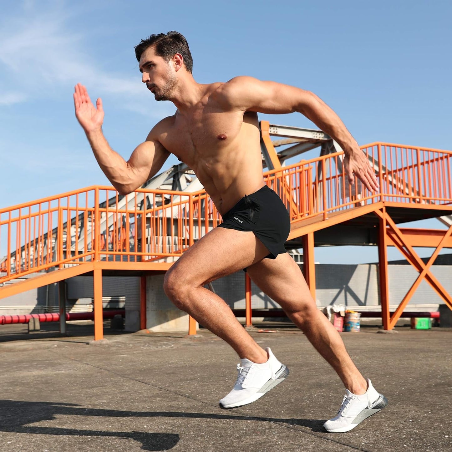 Pudolla Men's Running Shorts - 3 Inch Quick-Dry Athletic Gym Shorts with Zipper Pockets
