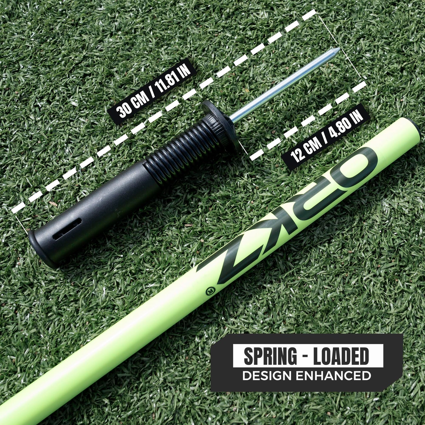 ORKZ Soccer Agility Poles 6ft - Slalom Speed Training Set with Rubber Bases, Spring Loaded, Ground Spikes and Carry Bag - Multifunctional Soccer Training Kit 8 Pack