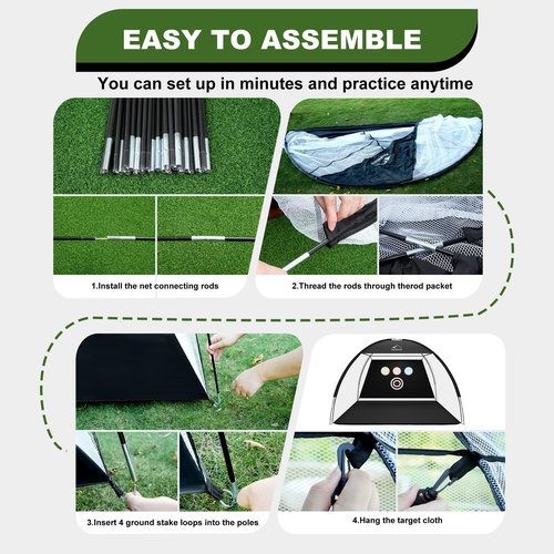 Golf Net, 10x7 Ft Golf Hitting Net with Tri-Turf Mat, Multi-Target Golf Practice Net for Outdoor/Indoor Chipping & Driving, Ideal Gift for Men/Dad/Husband/Golfers