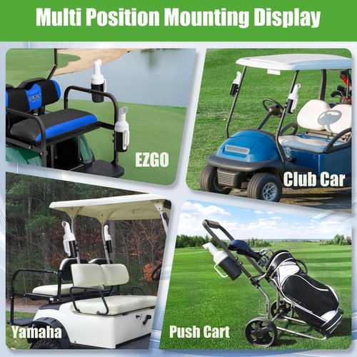 10L0L No Drilling Needed Golf Cart Sand Bottle with Holder Universal for EZGO Club Car Yamaha, Push Cart Divot Filler Sand Bottle with Grip Handle (Fit 1" Square Tube Bracket)
