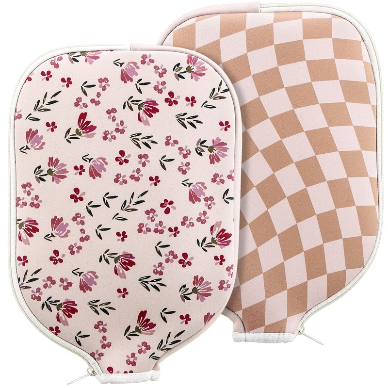 VioraWhite 2 Pcs Paddle Cover Compatible with Pickleball Paddle Cover Neoprene Racket Sleeve with Zipper, 11.81 x 8.66 Inches Compatible with Pickleball Protection Covers for Men Women(Wildflowers)