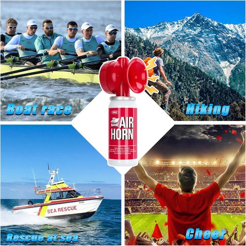 Fingig Air Horn - Loud Mini Safety Horn for Sports Events | 1.4oz Compressed Air - Red