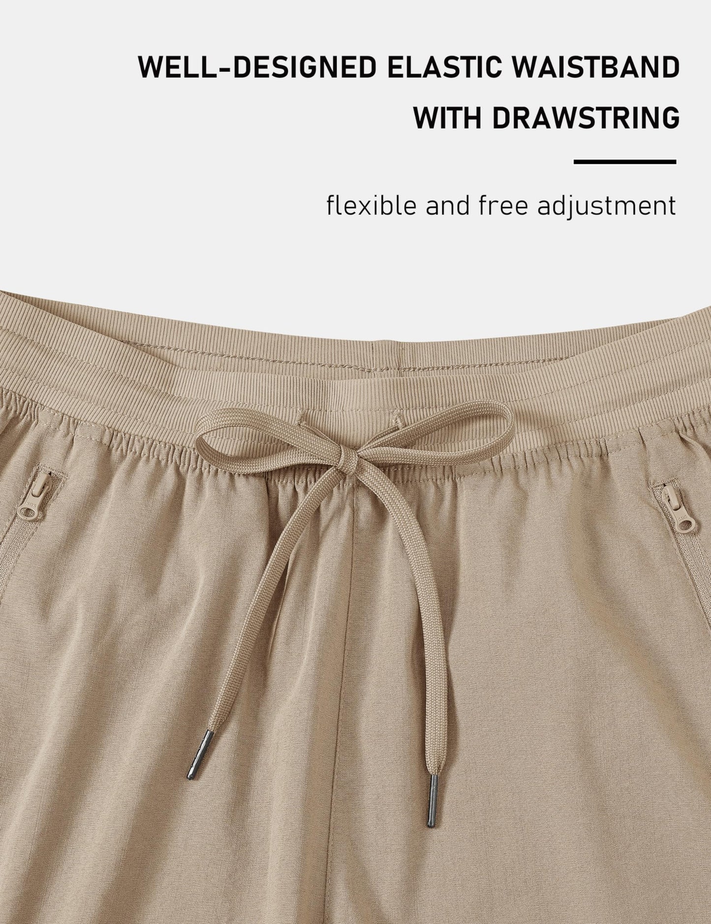 MoFiz Women's Hiking Long Shorts 10" Quick Dry Summer Cargo Shorts for Women Lightweight Knee Length Athletic Shorts with Pockets Khaki M