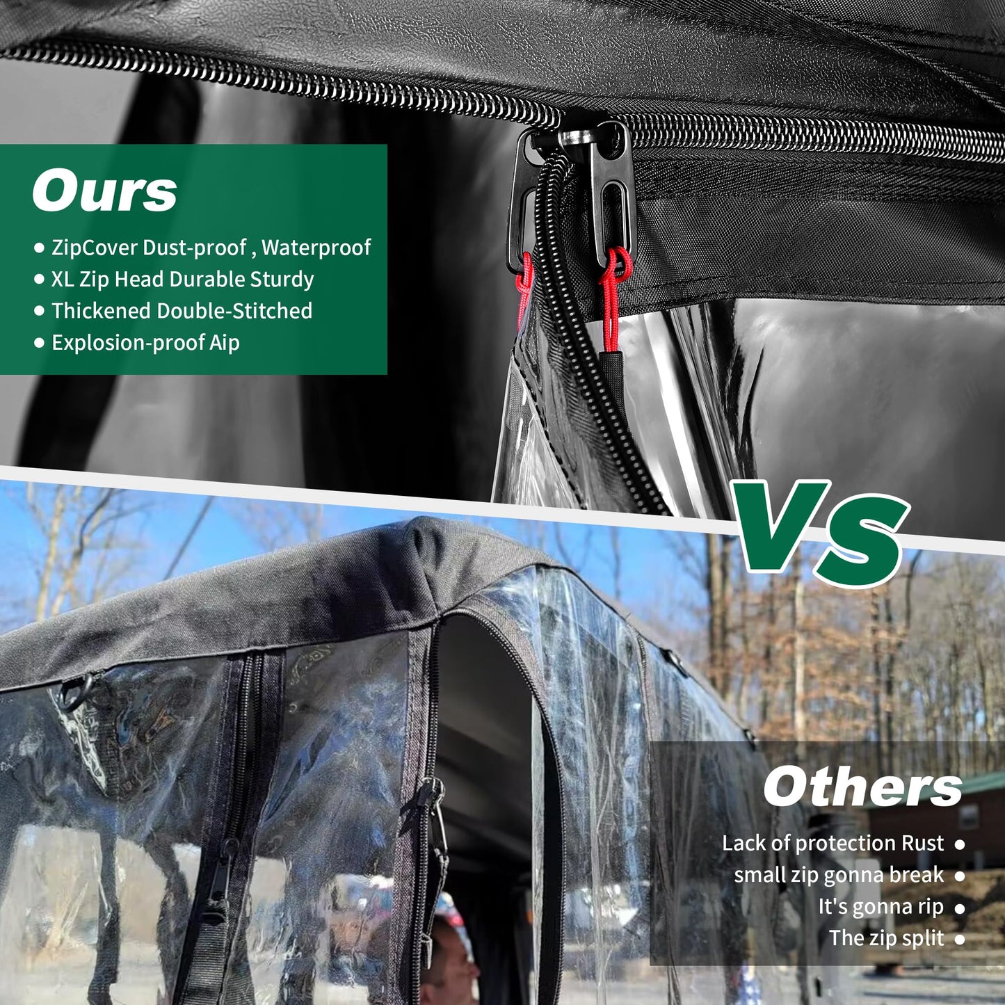 10L0L Deluxe 2 Passenger Golf Cart Enclosure for Club Car Precedent,Onward & Tempo Waterproof Windproof Portable Transparent Golf Cart Rain Enclosures Storage Cover - 57" Roof Fit