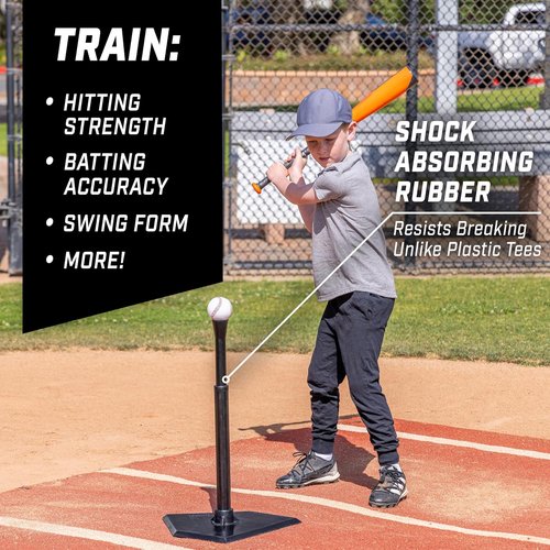 GoSports Baseball & Softball Batting Tees - Adjustable Rubber Hitting Tee for Jr. or Standard Sizes