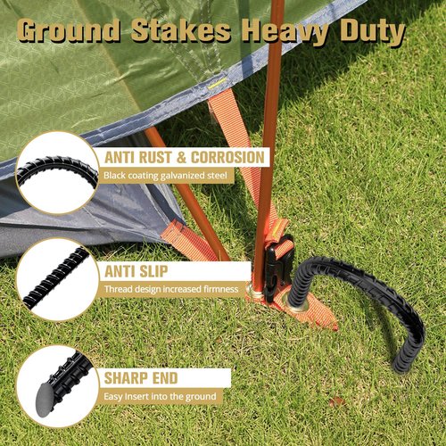 CELYND Trampoline Stakes High Wind - Heavy Duty 12 Inch U Shaped Ground Anchors - Galvanized Steel Rebar Stakes for Outdoor Camping Tent Fence Garden Decorations(4 Pack Black)