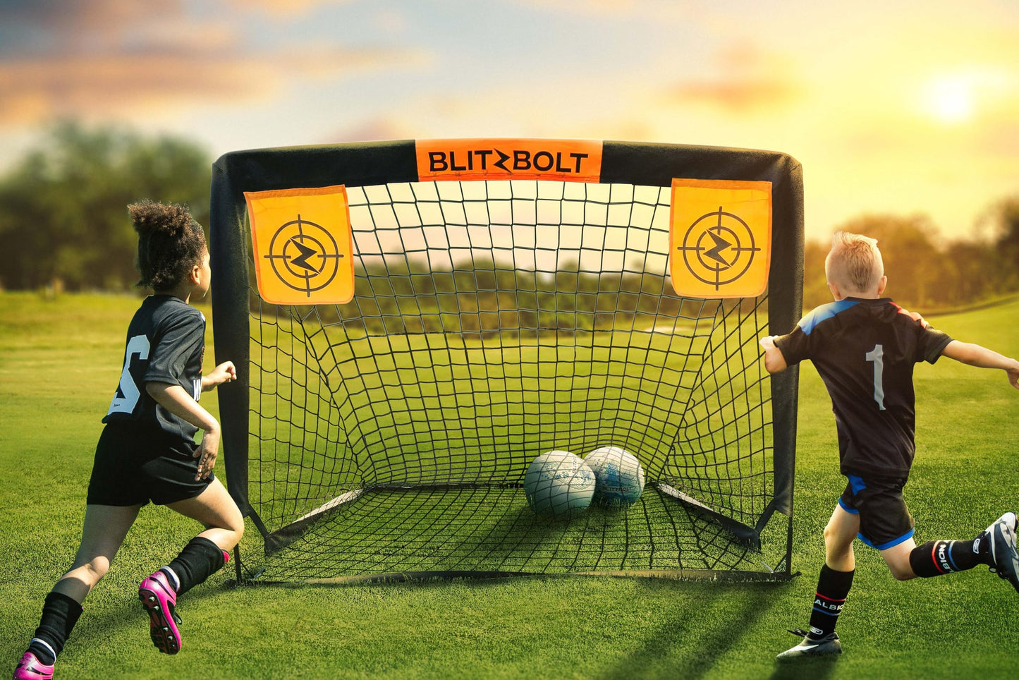 BlitzBolt Pop-Up Soccer Goal 4x3 ft (120x90 cm) – Portable, Durable, Easy Setup, Perfect for Kids and Adults Soccer Training and Games. Ideal for The Beach, Your Home and The Backyard. Great Gift.