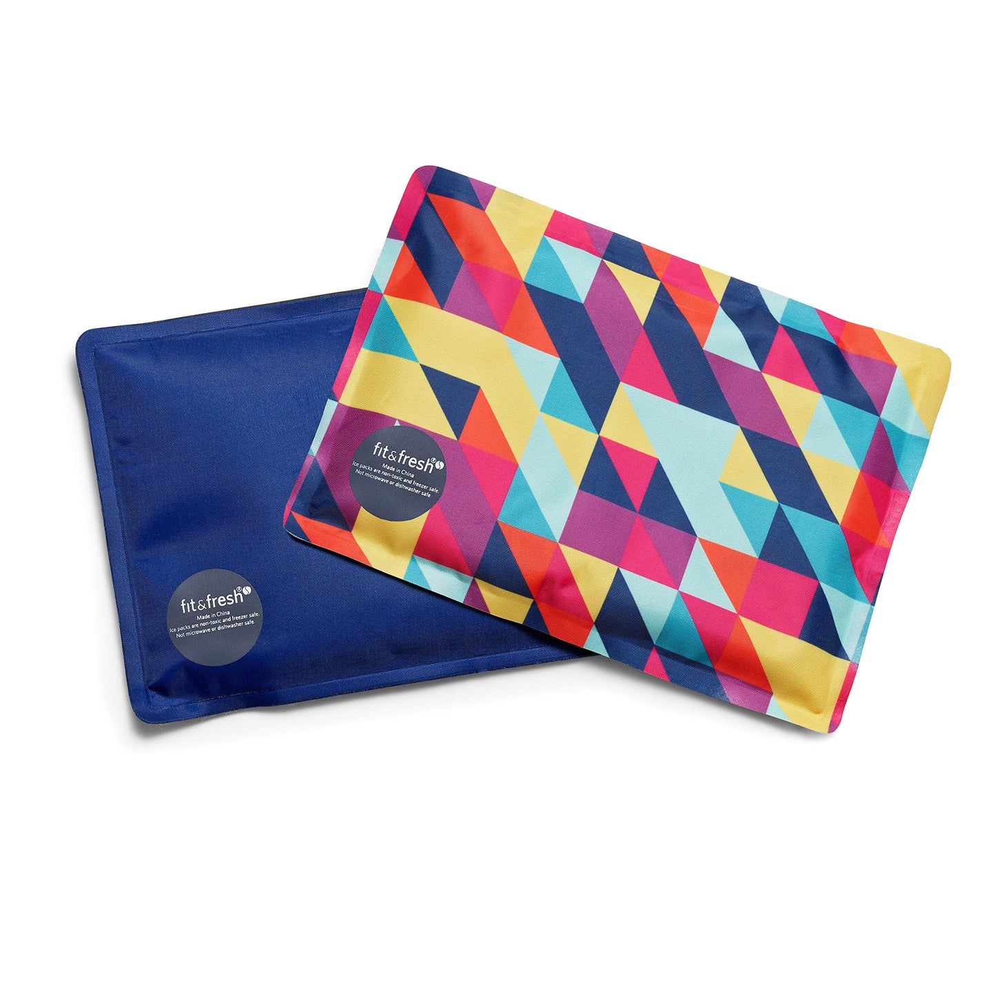 Fit & Fresh Cool Coolers 2 Pack Soft Ice for Lunch Bags, Flexible Stretch Nylon, Durable, Reusable Lunch Box Ice Packs, Soft Ice, Reusable Freezer Packs, Lunch Ice, Easy to Clean, Prism & Cobalt